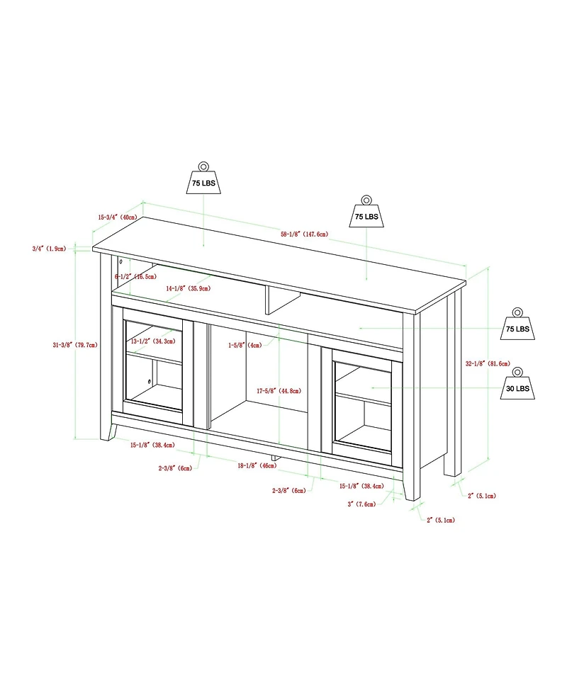 Tv Stand with Electric Fireplace Classic Glass-Door Fireplace Tall Tv Stand for TVs up to 65 Inches, Barnwood