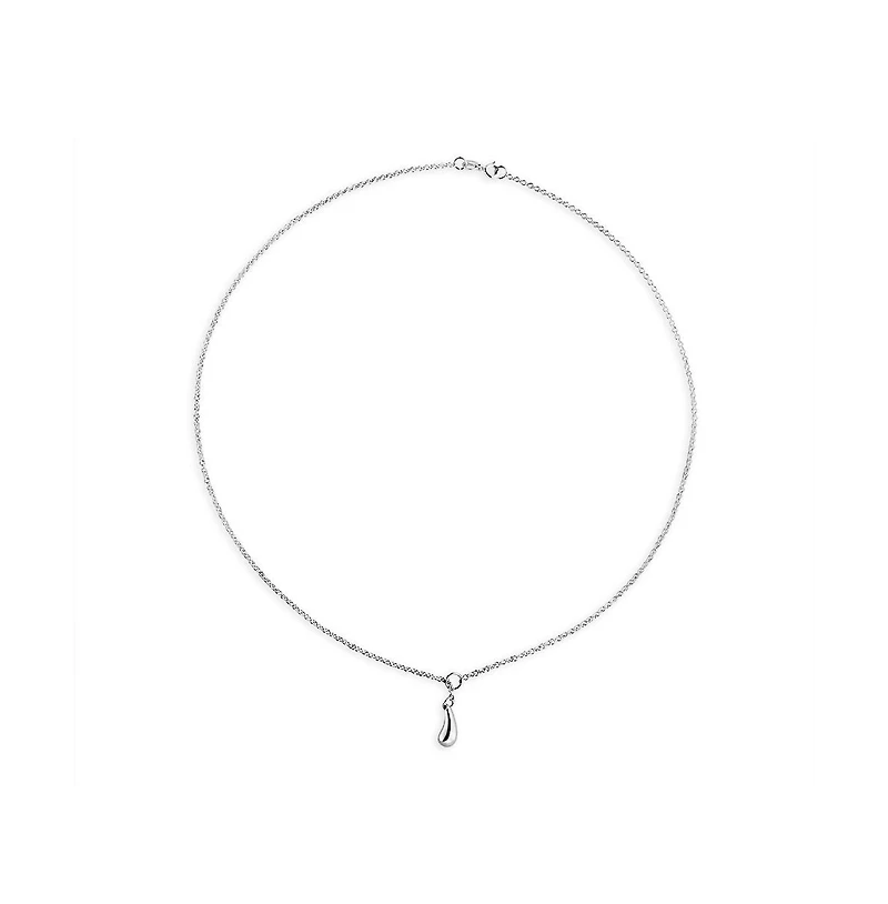 Bling Jewelry Trendy Teardrop Pear Shape Lariat Pendant Y Necklace Polished .925 Sterling Silver