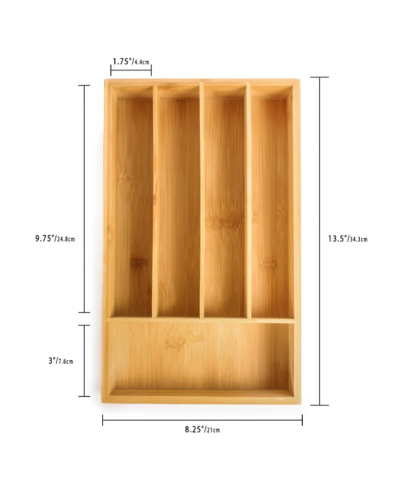 BergHOFF Bamboo 5-Slot Flatware Organizer, 13.5" x 8.25"