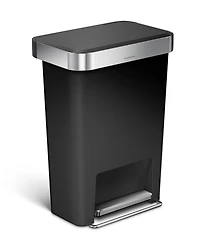 simplehuman 45 Liter Rectangular Liner Rim Plastic Kitchen Trash Can with Pocket