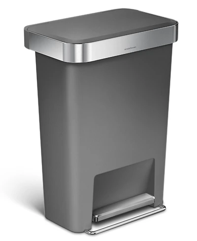 Simplehuman 45 Liter Rectangular Liner Rim Plastic Kitchen Trash Can with Pocket