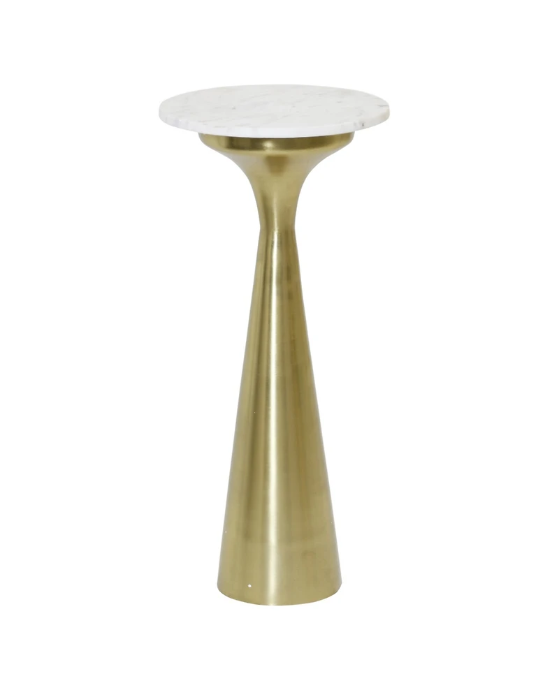 StyleCraft Home Collection 10" Iron Round Transitional Marble Top Drink Table