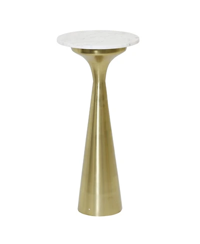 StyleCraft Home Collection 10" Iron Round Transitional Marble Top Drink Table