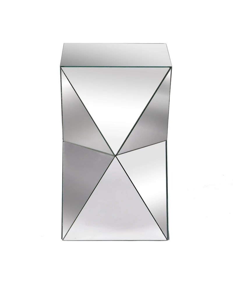 StyleCraft Home Collection 12.4" Glass Contemporary Harlequin Mirrored Pedestal Table
