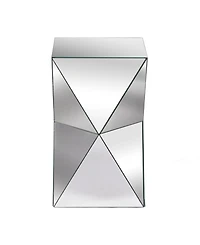 StyleCraft Home Collection 12.4" Glass Contemporary Harlequin Mirrored Pedestal Table