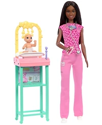 Barbie Baby Doctor Doll with Brunette Fashion Doll, 1 Baby Doll, Furniture & Accessories