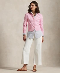 Polo Ralph Lauren Women's Cable-Knit Cotton Crewneck Cardigan Sweater