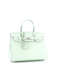Pre-Owned Hermes Birkin 30 Handbag Green Epsom with Palladium Hardware