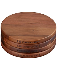 Le Creuset Set of 4 Magnetic Round Wooden Trivets