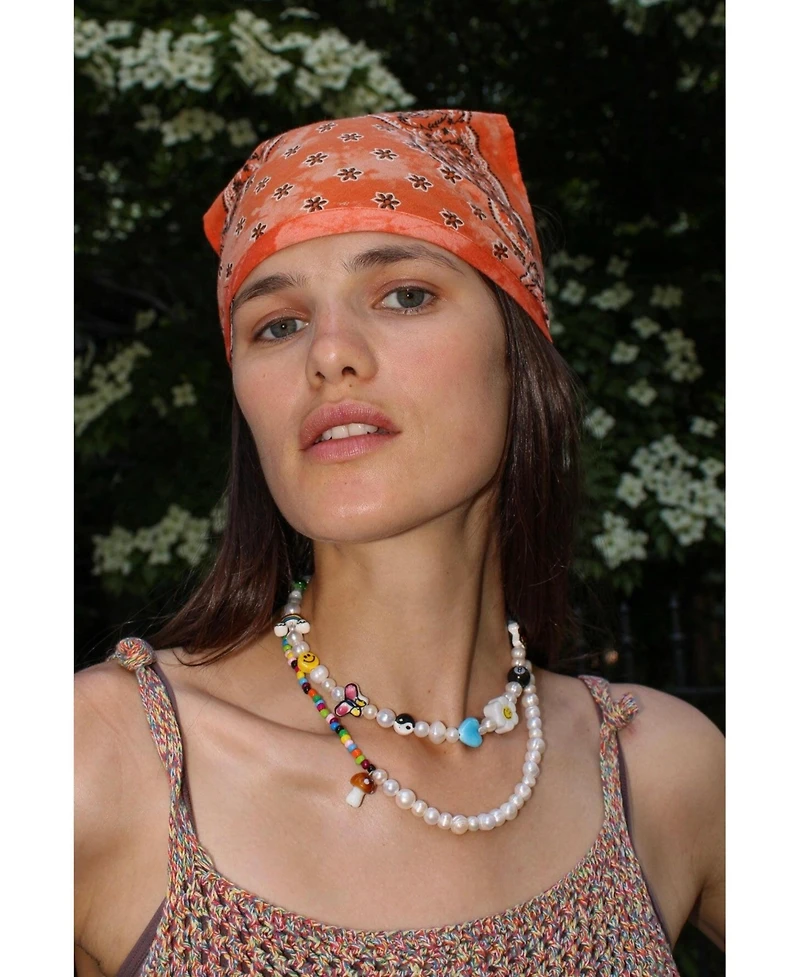 Freshwater Pearl And Beads Necklace With Glass Mushroom 14.2