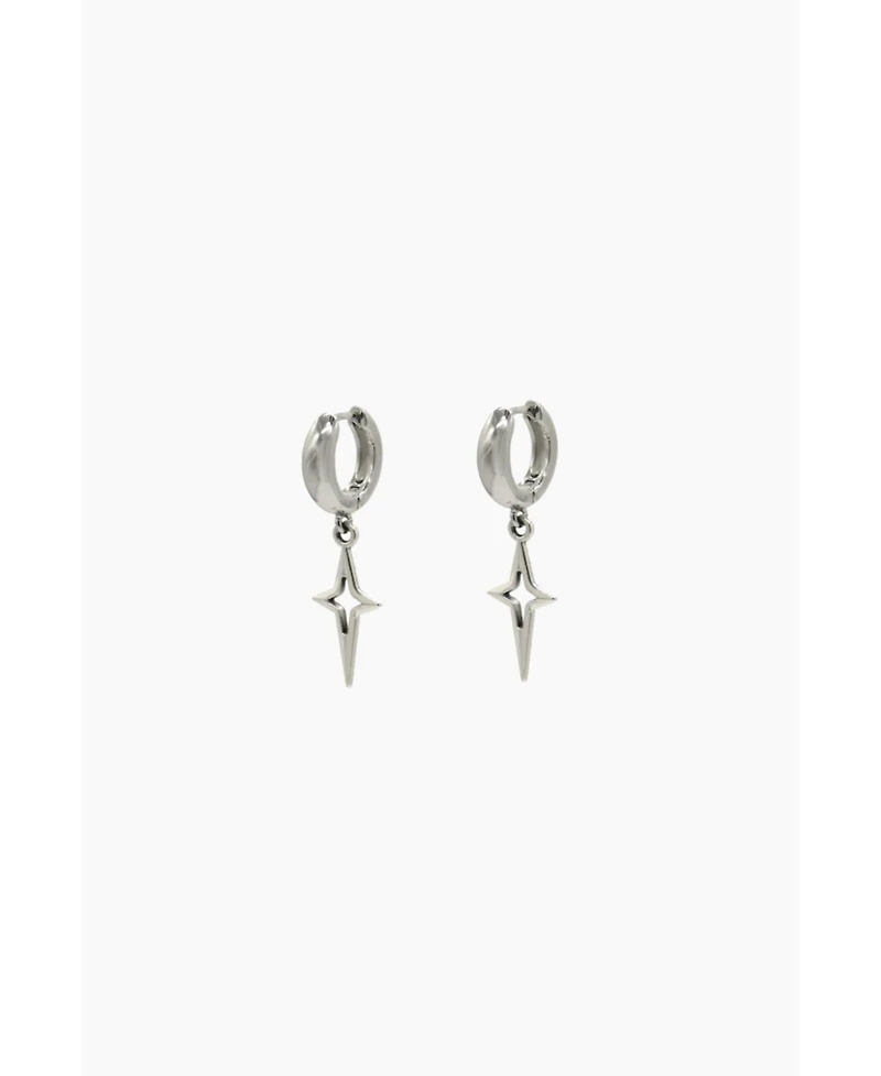 Chunky Hoop Earrings With Silver Sparkle Charm 1.3″