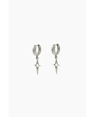 Chunky Hoop Earrings With Silver Sparkle Charm 1.3″