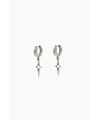Chunky Hoop Earrings With Silver Sparkle Charm 1.3″