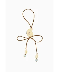 Brown Suede Cord Necklace With Cermaic Seashell Tie Charm