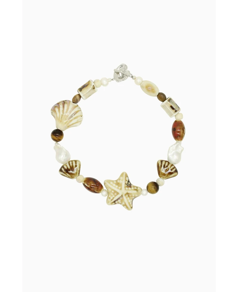 Ceramic Ivory Starfish Necklace 15″
