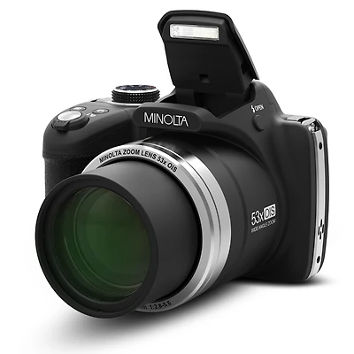 Minolta MN53Z 16MP Fhd Wi-Fi Bridge Camera with 53x Optical Zoom, Black