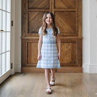 Hope & Henry Toddler Girls Short Sleeve Button Front Sweater Dress