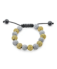 Bling Jewelry Silver Gold Two Tone Strand Bracelet with 10MM Pave Crystal Disco Ball