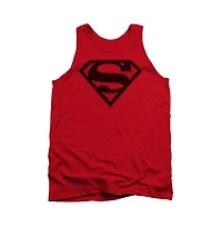 Superman Mens Red & Black Shield Adult Tank Top