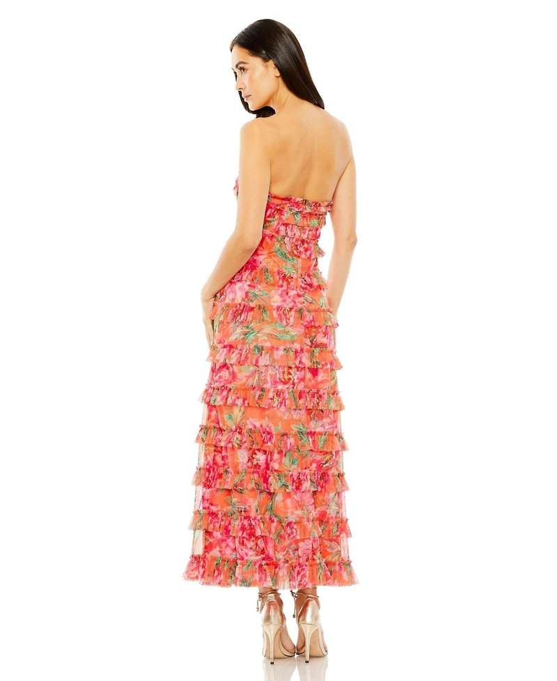 Mac Duggal Women's Strapless Micro Ruffle Dress