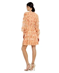 Mac Duggal Women's Key Hole Detail Long Sleeve Dress