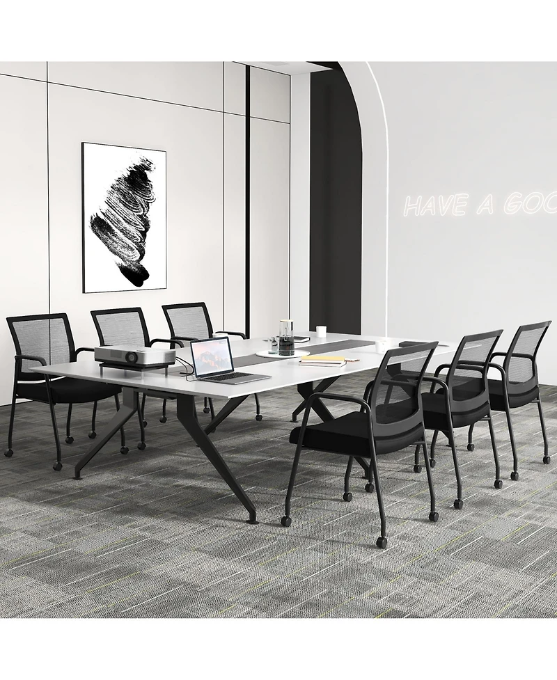 2-Piece Office Guest Chairs on Wheels with Armrests Comfortable and Mobile Seating for Reception or Conference Rooms