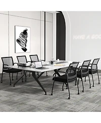 2-Piece Office Guest Chairs on Wheels with Armrests Comfortable and Mobile Seating for Reception or Conference Rooms