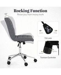 Teddy Fleece Armless Office Chair for Home or Desk Use, Soft and Cozy Seating