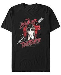 Fifth Sun Men's Wednesday Addams Love is Torture Short Sleeve T-Shirt