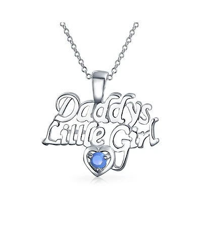 Bling Jewelry Inspirational 'Daddy's Little Girl' Opal Pendant Necklace for Daughter Sterling Silver