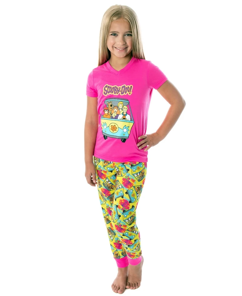 Scooby Doo Girls Scooby-Doo Mystery Machine Shaggy Daphne Velma Fred Sleep 2-Piece Jogger Pajama Set