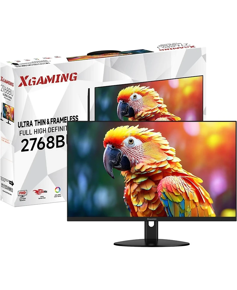 XGaming 27 Inch Monitor, Fhd 1080P 100Hz Frameless Computer Monitor, 99% sRGB, 1ms, Adaptive Sync Fast, Low Blue Light Eye Care Pc Monitor, Hdmi Vga G