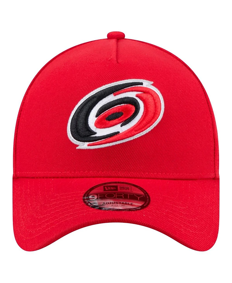 New Era Men's Red Carolina Hurricanes Core A-Frame 9FORTY Adjustable Hat