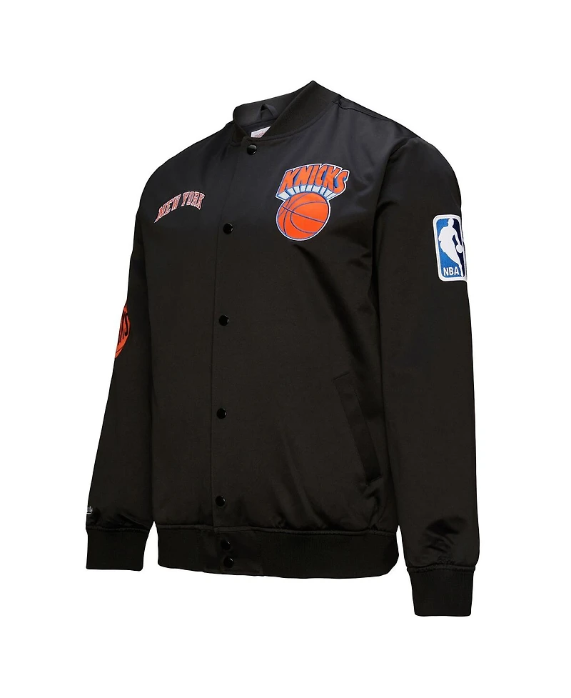 Mitchell & Ness Men's Black New York Knicks Hardwood Classics Blackout Collection Satin Full-Zip Jacket