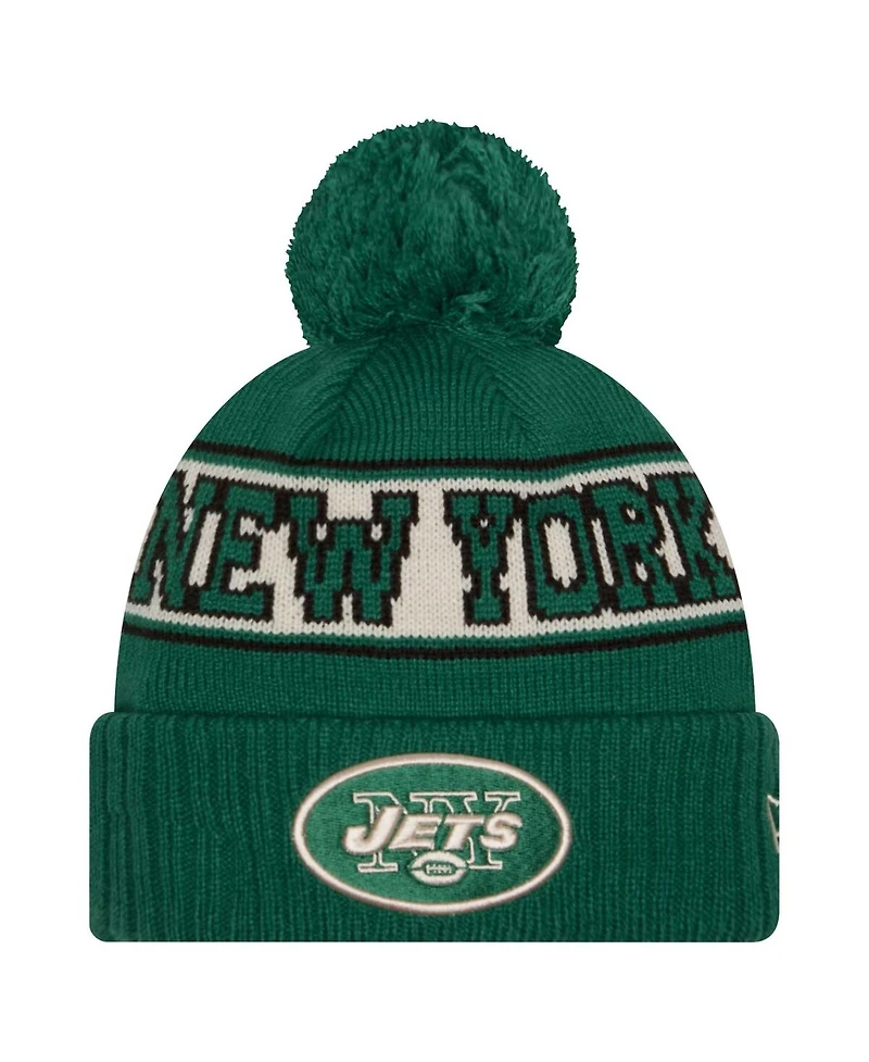 New Era Men's Kelly Green New York Jets Retro Cuffed Knit Hat with Pom