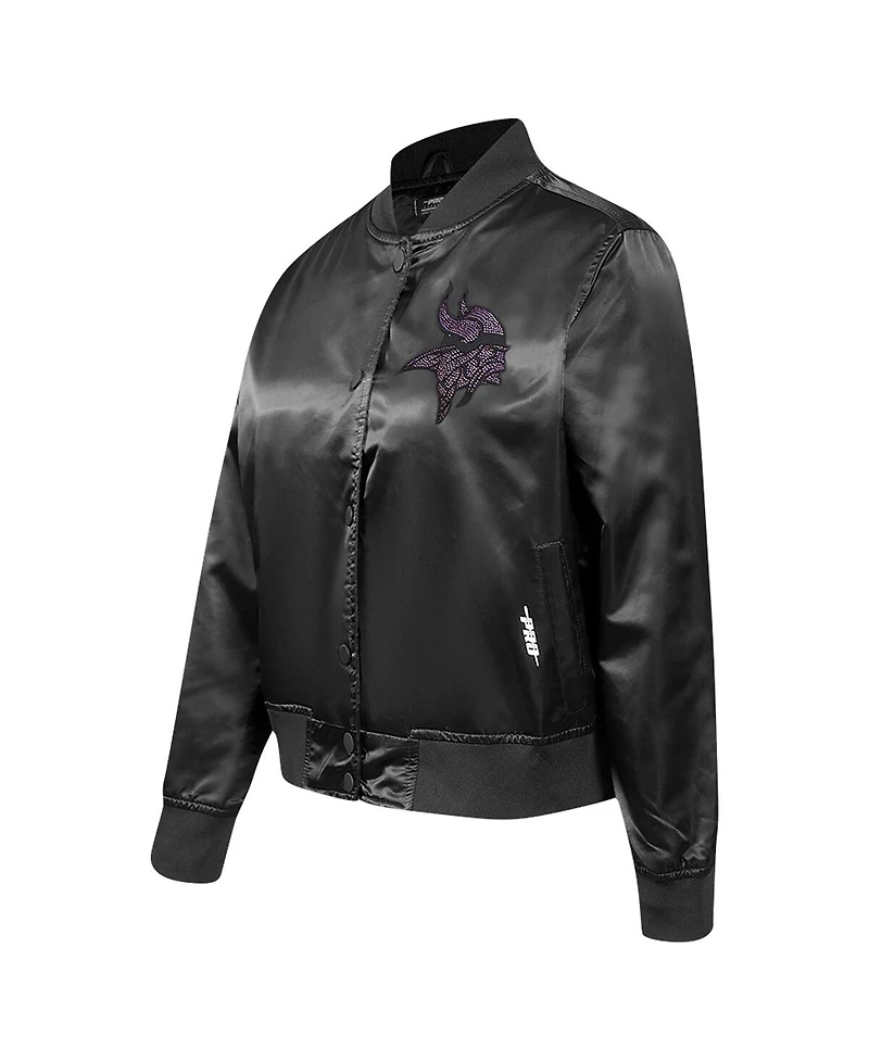 Pro Standard Women's Black Minnesota Vikings Jeweled Satin Full-Snap Jacket
