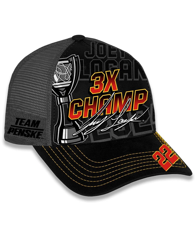 Team Penske Men's Checkered Flag Sports Black Joey Logano 2024 Nascar Cup Series Champion Trophy Adjustable Hat