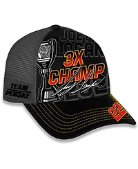 Team Penske Men's Checkered Flag Sports Black Joey Logano 2024 Nascar Cup Series Champion Trophy Adjustable Hat