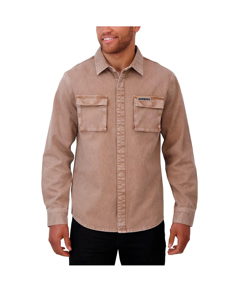 Darius Rucker Collection by Fanatics Men's Brown Dallas Cowboys Garment Dyed Long Sleeve Ful snap Shirt