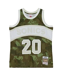 Mitchell & Ness Men's Gary Payton Camo Seattle Supersonics Hardwood Classics 1984/85 Ghost Green Swingman Jersey