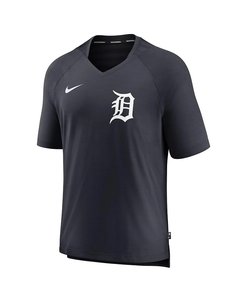 Men's Nike Navy Detroit Tigers Authentic Collection Pregame Raglan Performance V-Neck T-shirt