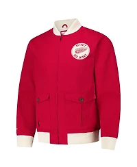 Mitchell & Ness Men's Red Detroit Wings Vintage Coaches Cotton Twill Full-Zip Jacket