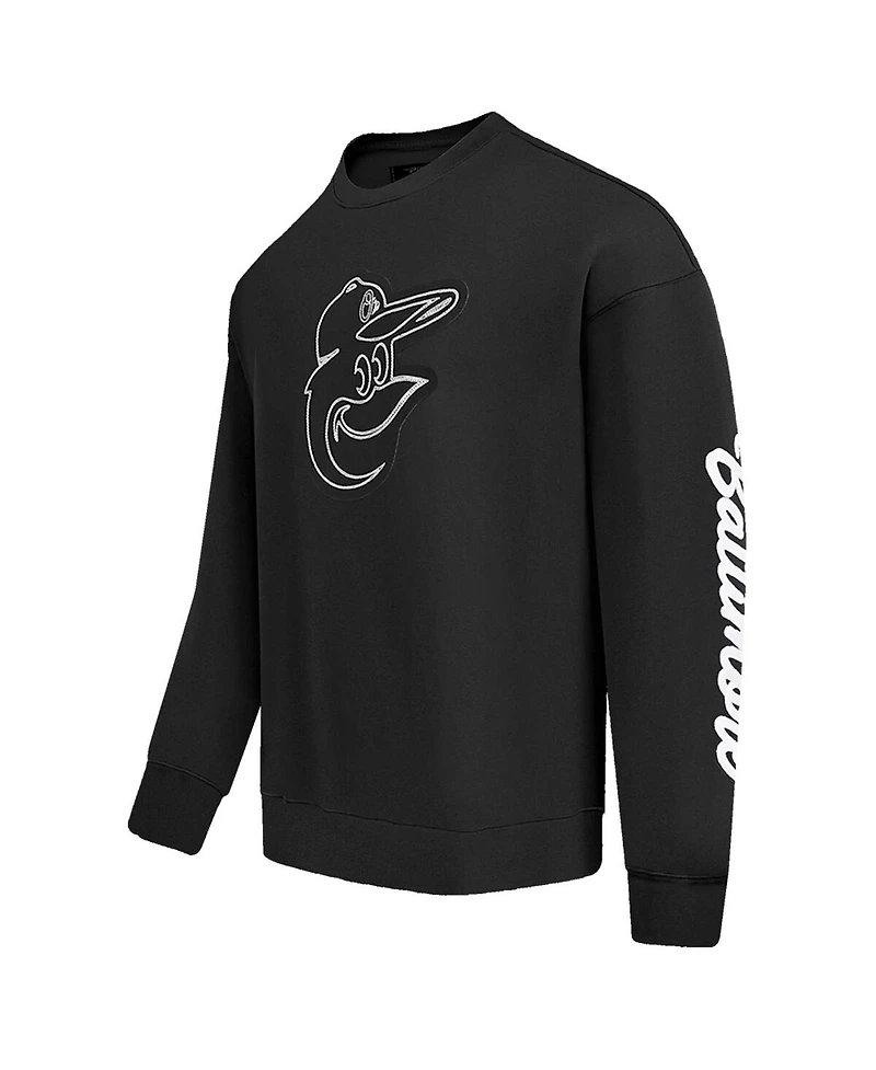 Pro Standard Men's Black Baltimore Orioles Paint The City Dropped Shoulder Pullover Sweatshirt