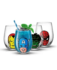 JoyJolt Marvel Heroes Stemless Drinking Glasses, Set of 4