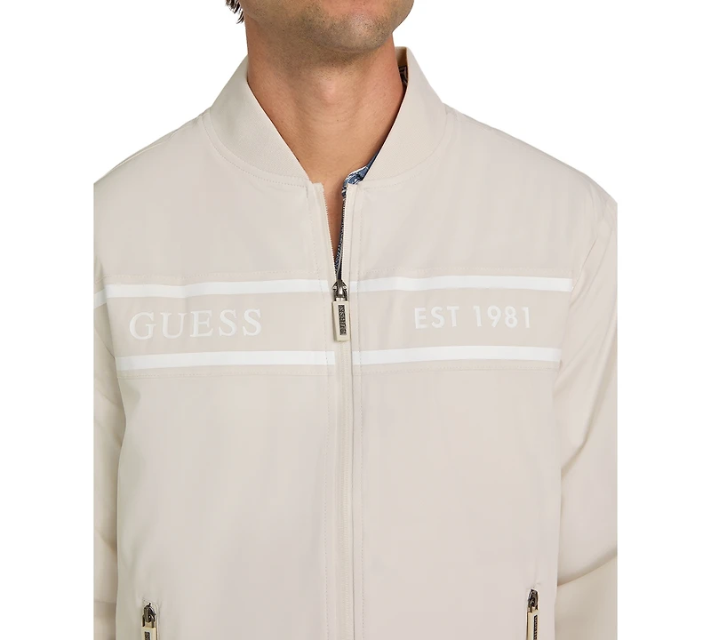 Guess Men's Lightweight Logo Full-Zip Bomber Jacket