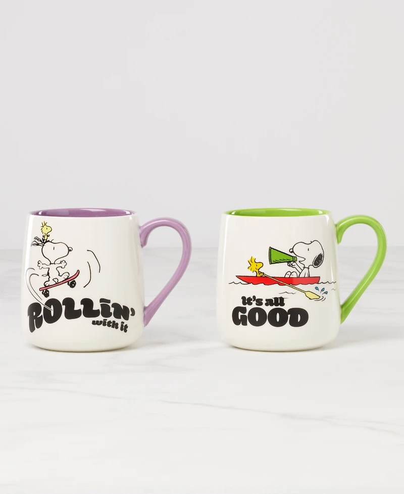 Lenox Peanuts Mugs, Set of 2, Rollin-All Good