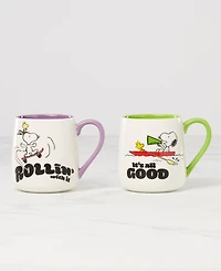 Lenox Peanuts Mugs, Set of 2, Rollin-All Good