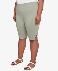 Hearts Of Palm Plus Size Spring Forward Solid Tech Stretch Pull On Skimmer Pants
