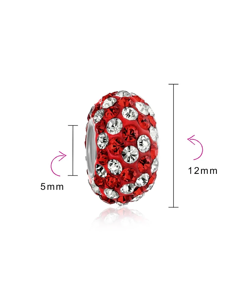 Bling Jewelry Solid Stripe Color Pave Crystal Spacer Bead Charm .925 Sterling Silver Core