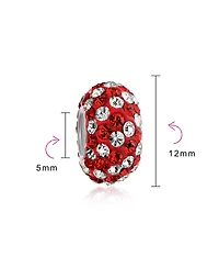 Bling Jewelry Solid Stripe Color Pave Crystal Spacer Bead Charm .925 Sterling Silver Core